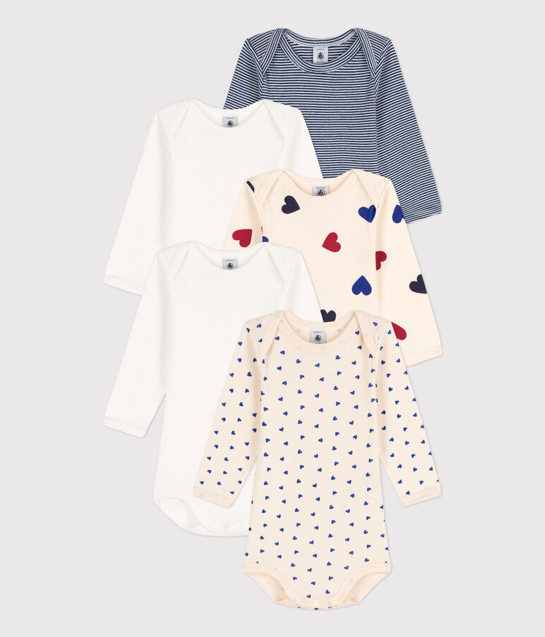 Confezione da 5 body a maniche lunghe beb&egrave; cotone multicolore