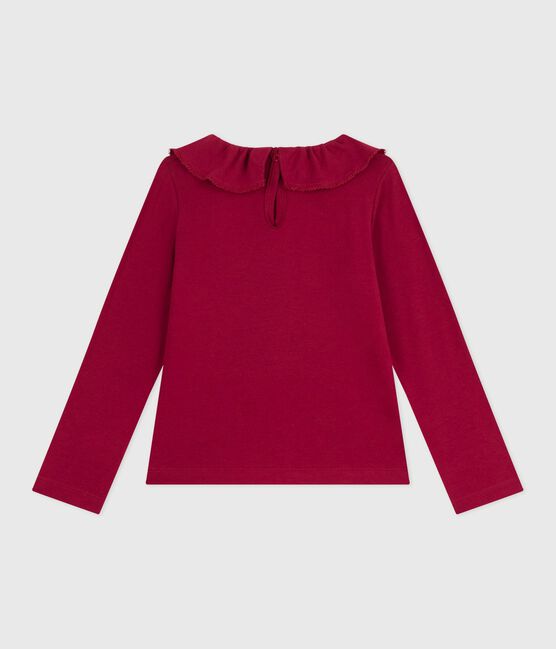 T-shirt a maniche lunghe in cotone tinta unita bambina AMARANTE