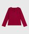 T-shirt a maniche lunghe in cotone tinta unita bambina AMARANTE