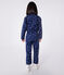 Tutina a maniche lunghe in cotone a fiori bambina blu MEDIEVAL/bianco MARSHMALLOW