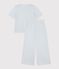 Pigiama in cotone a righe con gamba ampia donna grigio/bianco