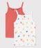 Confezione da 2 canottiere con spalline ed emoticon bambina in cotone e Lyocell variante 1