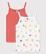 Confezione da 2 canottiere con spalline ed emoticon bambina in cotone e Lyocell