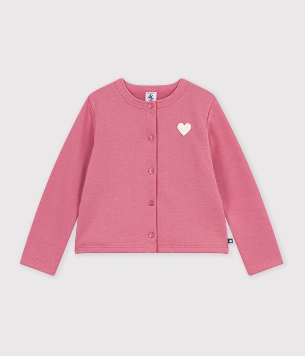 Cardigan in cotone tinta unita bambino rosa
