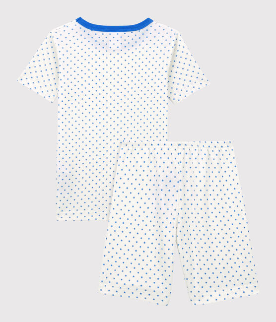 Pigiama corto stelle blu bambino in cotone biologico bianco MARSHMALLOW/blu BRASIER