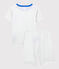 Pigiama corto stelle blu bambino in cotone biologico bianco MARSHMALLOW/blu BRASIER