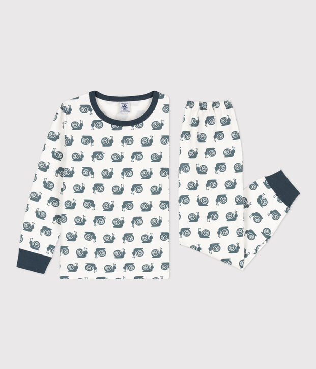 Pigiama con fantasia lumaca bambino unisex in molleton bianco/grigio