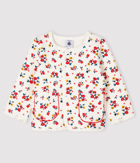 Cardigan bebè femmina in tubique bianco MARSHMALLOW/bianco MULTICO