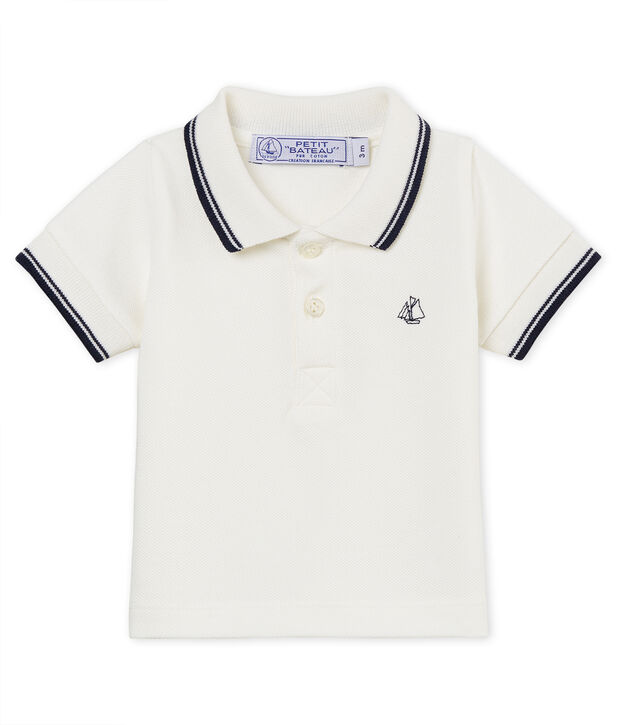 Polo mc neonato maschietto in piqu&eacute; tinta unita bianco