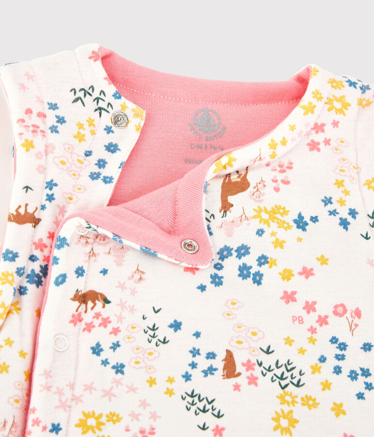 Gil&egrave; smanicato reversibile beb&egrave; femmina in ovatta di cotone biologico bianco MARSHMALLOW/bianco MULTICO