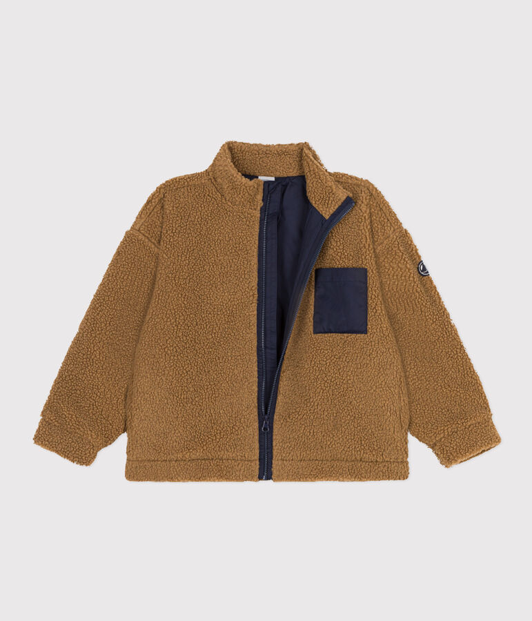Giacca in sherpa riciclato bambino unisex marrone