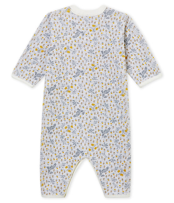 Tutina pigiama senza piedi in costina da neonata grigio POUSSIERE/bianco MULTICO
