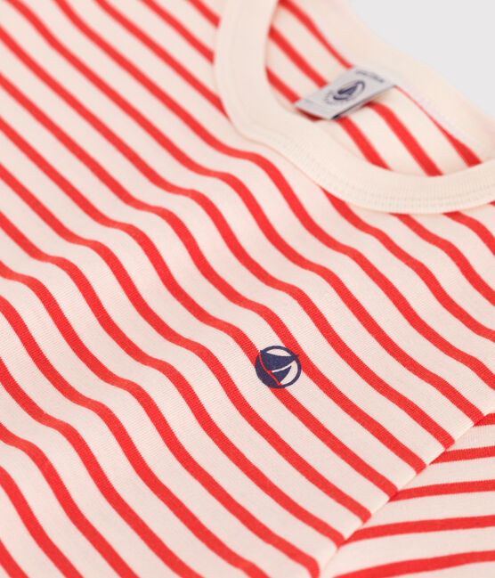 T-shirt a maniche corte in cotone a righe bambino rosso AVALANCHE/ SPICY