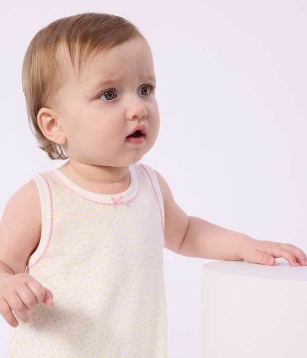 Tutina corta senza maniche in cotone neonato giallo/giallo