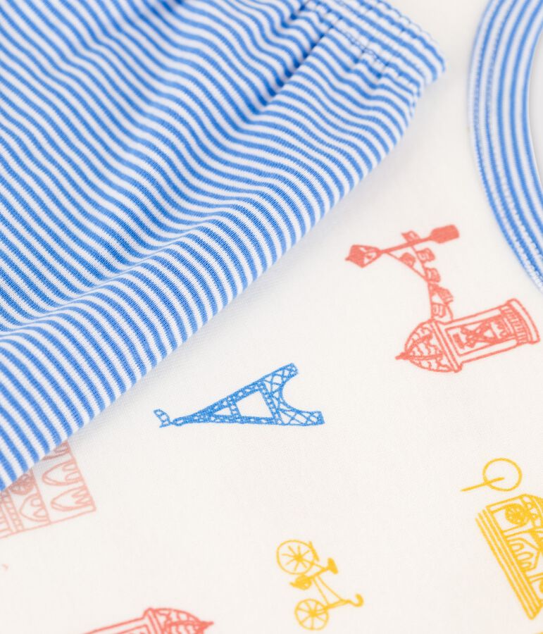 Pigiama corto Parigi bambino in cotone bianco MARSHMALLOW/bianco MULTICO