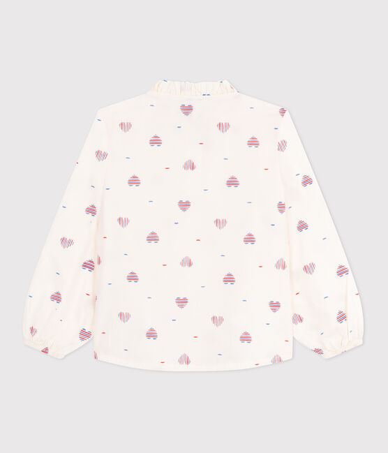 Blusa a maniche lunghe in cotone a cuori bambina bianco AVALANCHE/ MULTICO
