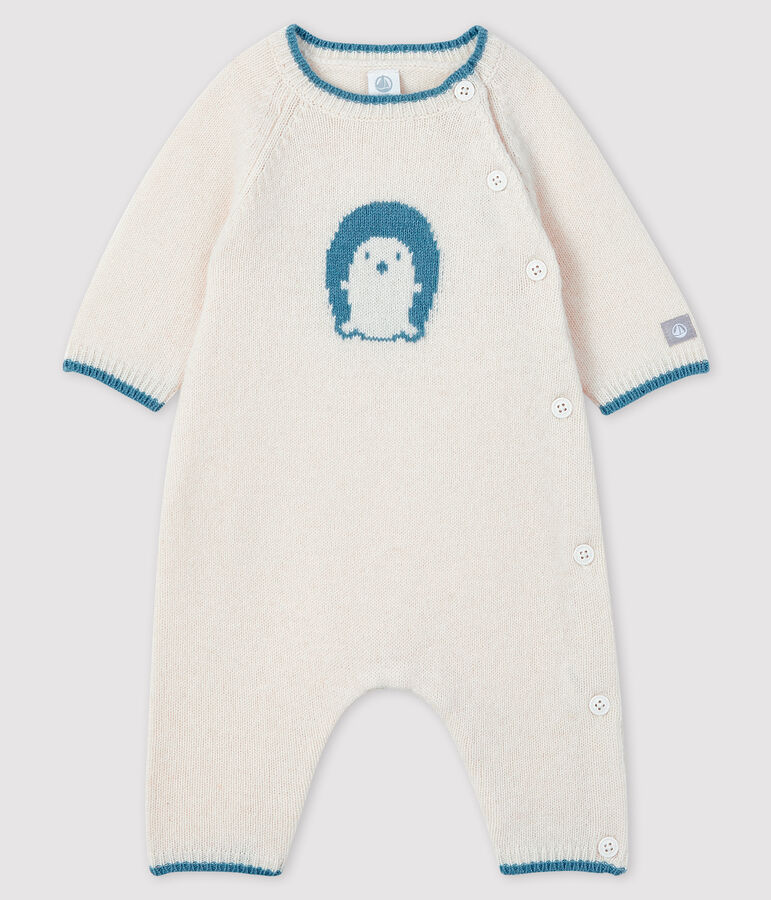 Tutina lunga da neonato jacquard in maglia tricot bianco
