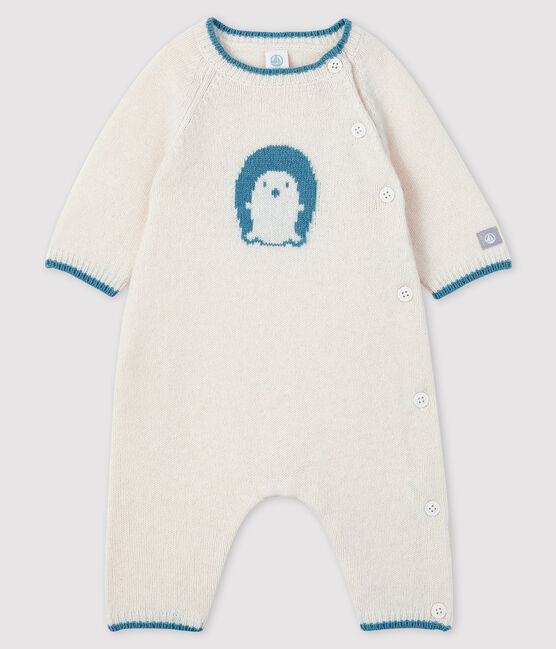 Tutina lunga da neonato jacquard in maglia tricot bianco MARSHMALLOW