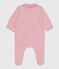Pigiama con colletto in ciniglia tinta unita neonato rosa CHARME