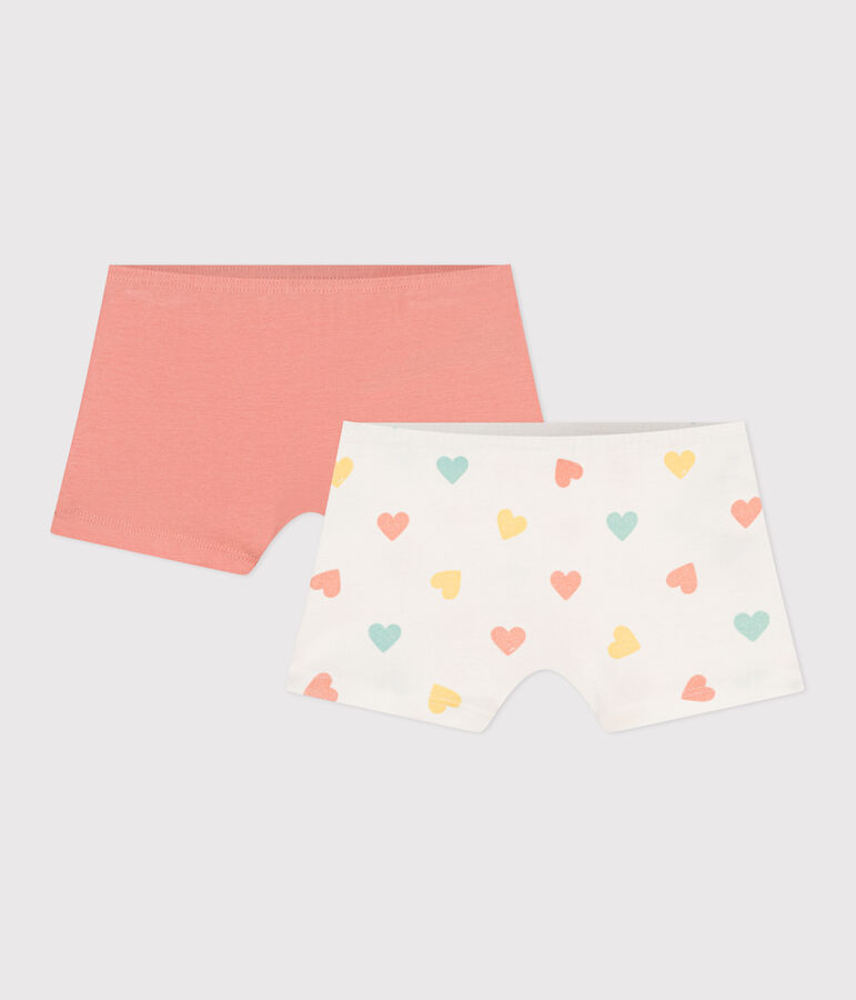 Set di 2 shorty lunghi in cotone con stampa a cuori bambino multicolore
