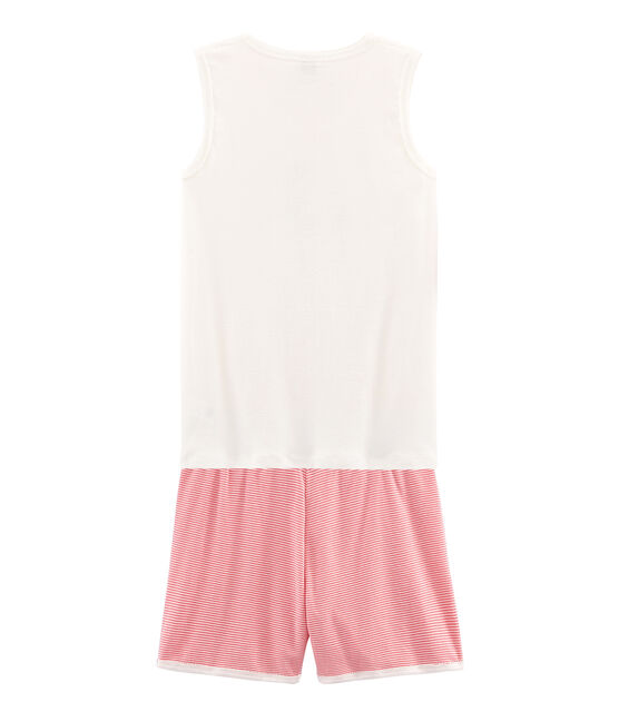 Pigiama corto ragazza a costine rosa CUPCAKE/bianco MARSHMALLOW