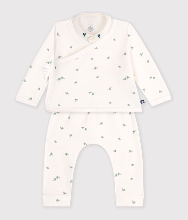 Confezione regalo in cotone con stampa a fiori neonato ecru/multicolore