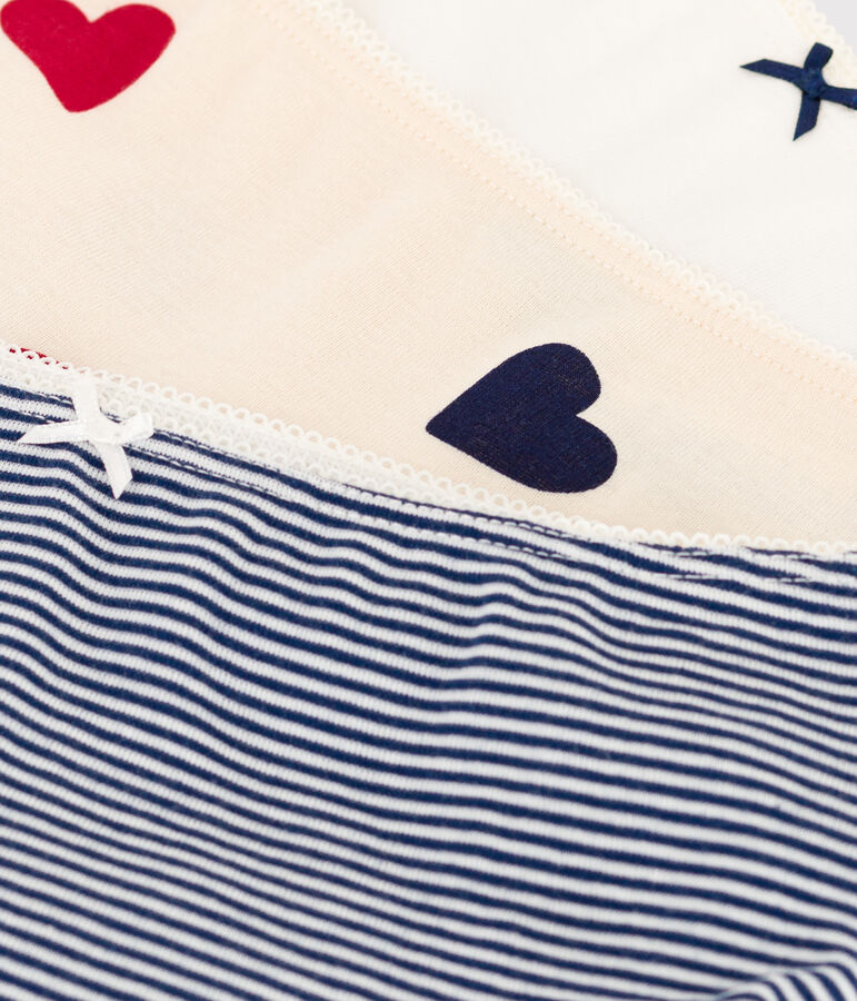 Confezione da 2 shorty bambina in cotone con cuori multicolore