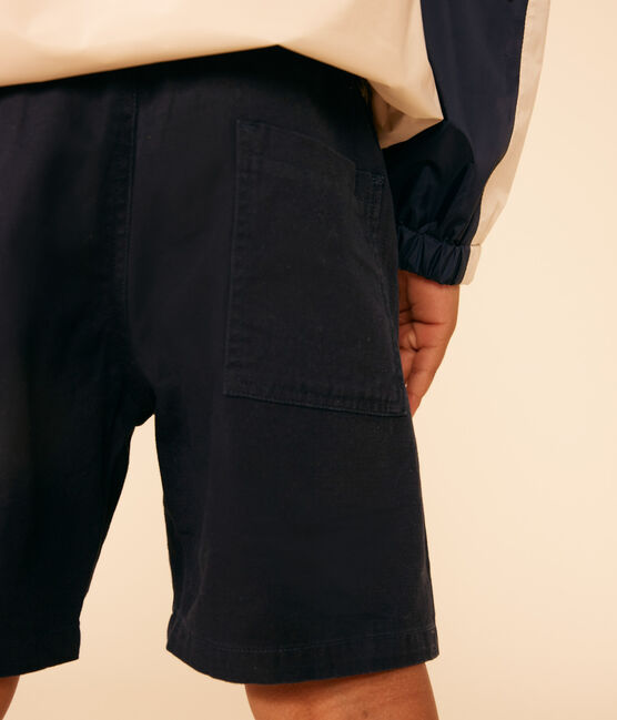 Shorts in twill di cotone e lino bambino blu SMOKING