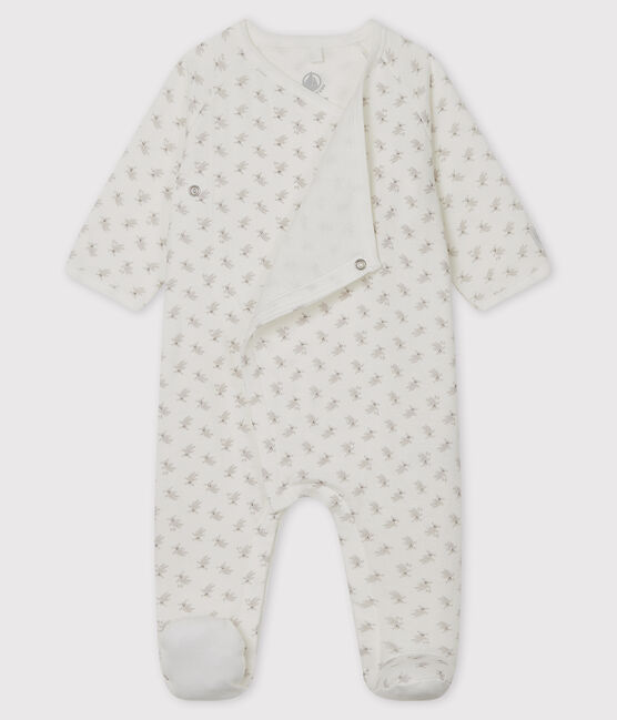 Tutina pigiama coniglio bebè in tubique bianco MARSHMALLOW/bianco MULTICO