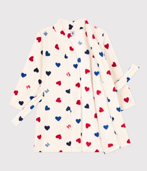 Vestaglia in pile bambino unisex ecru/multicolore