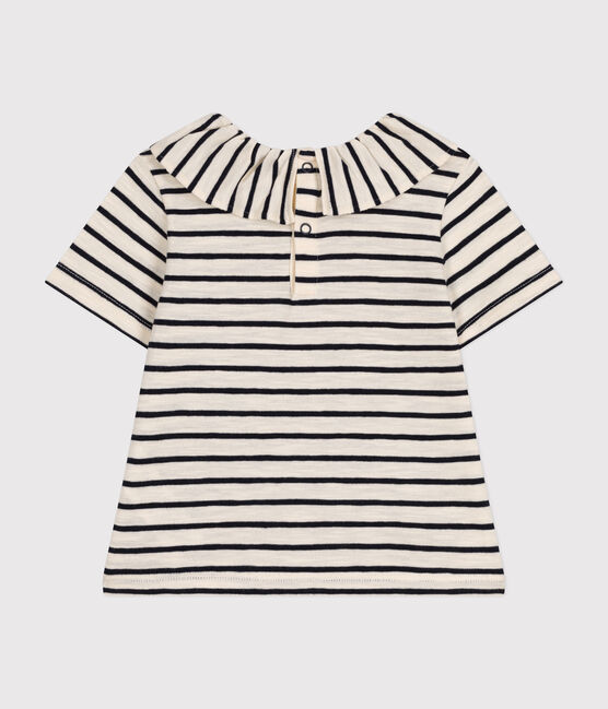 Blusa bebè a maniche corte in jersey bianco AVALANCHE/blu SMOKING