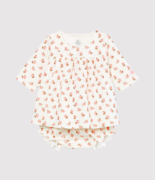 Abito e bloomer neonata bianco/multicolore
