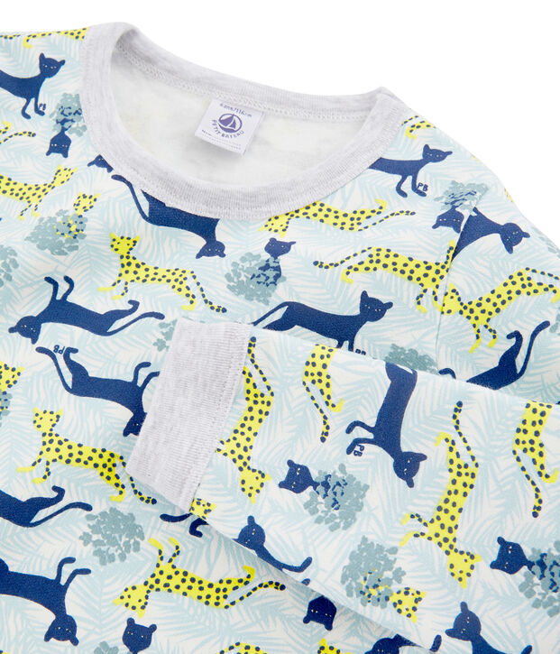 Pigiama bambino in molleton bianco/multicolore