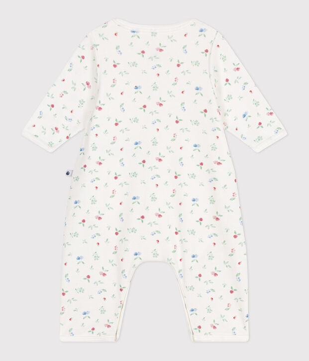 Bodyjama senza piedini in cotone con frutti neonato bianco/multicolore