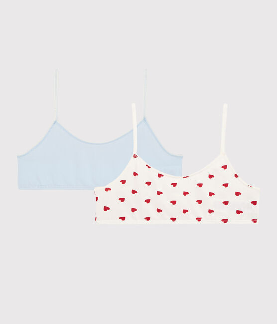 Confezione da 2 brassières cuore rosso ragazza in cotone biologico e elastan variante 1