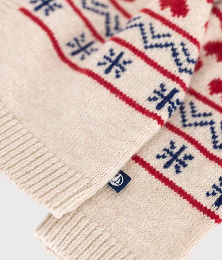 Cardigan in maglia con lana neonato ecru/multicolore