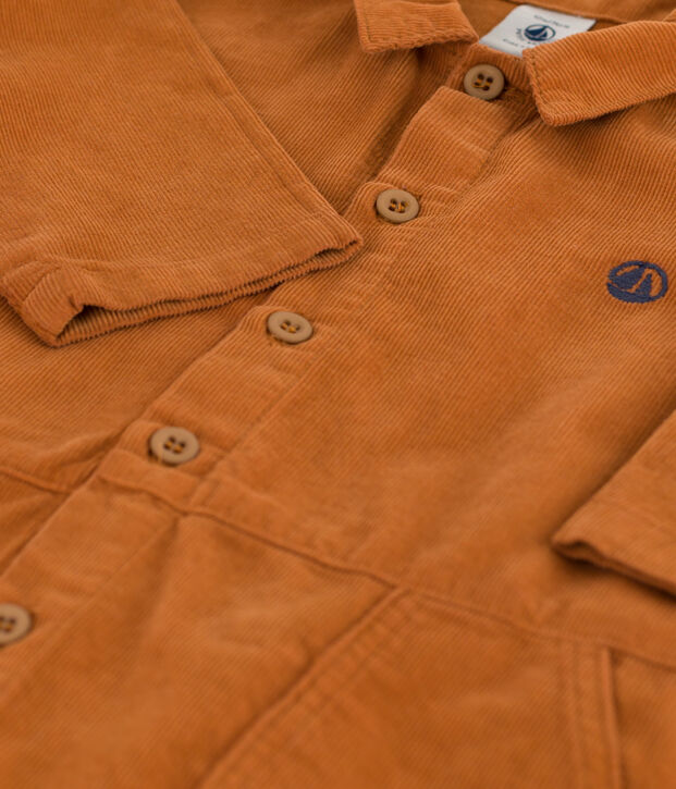 Tutina lunga in velluto a costine sottili per neonati marrone