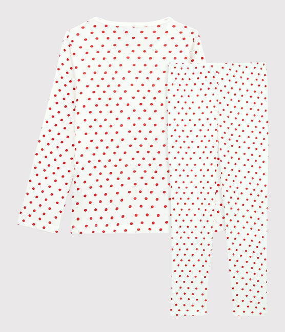 Pigiama a pois rossi bambina in cotone bianco MARSHMALLOW/rosso PEPS