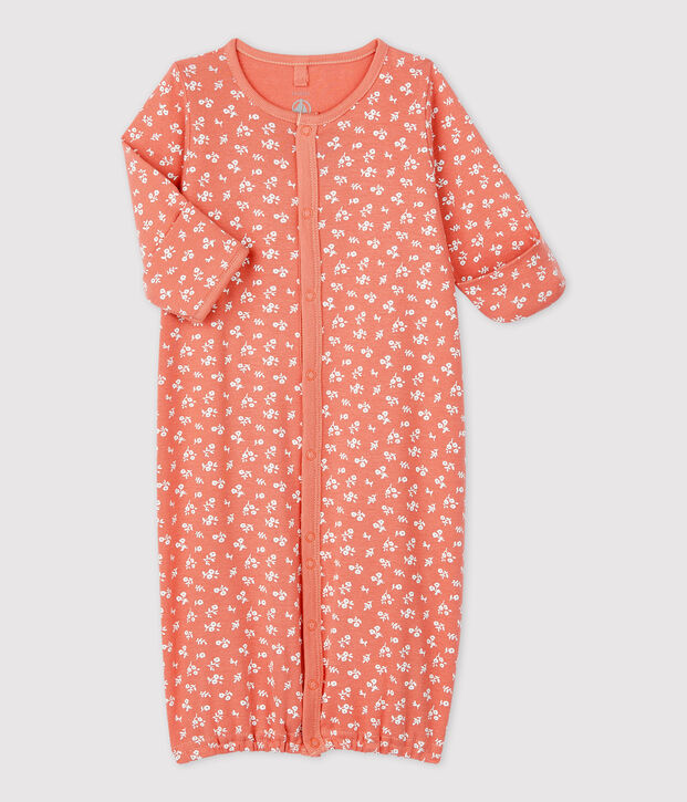 Tutina beb&egrave; in cotone biologico rosa/bianco