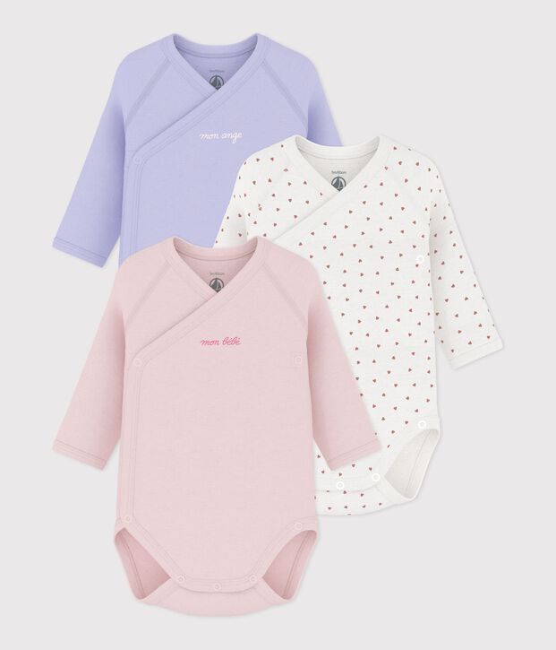 Set di body incrociati a maniche lunghe in cotone fantasia neonato multicolore