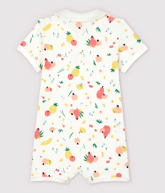 Tutina corta frutti bebè femmina in cotone bianco MARSHMALLOW/bianco MULTICO