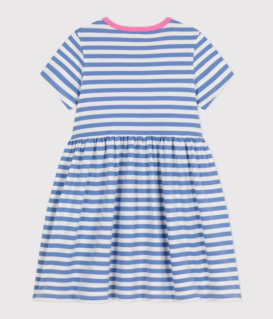 Abito a maniche corte in cotone a righe bambina GAULOISE/ MARSHMALLOW