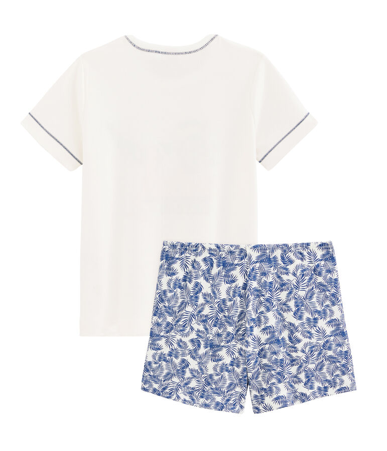 Pigiama corto bambino a costine bianco/multicolore