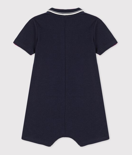 Tutina corta bebè in cotone blu SMOKING