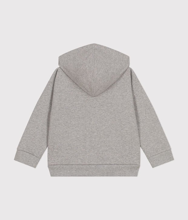 Maglia con cappuccio e cerniera in tessuto felpato bambino grigio