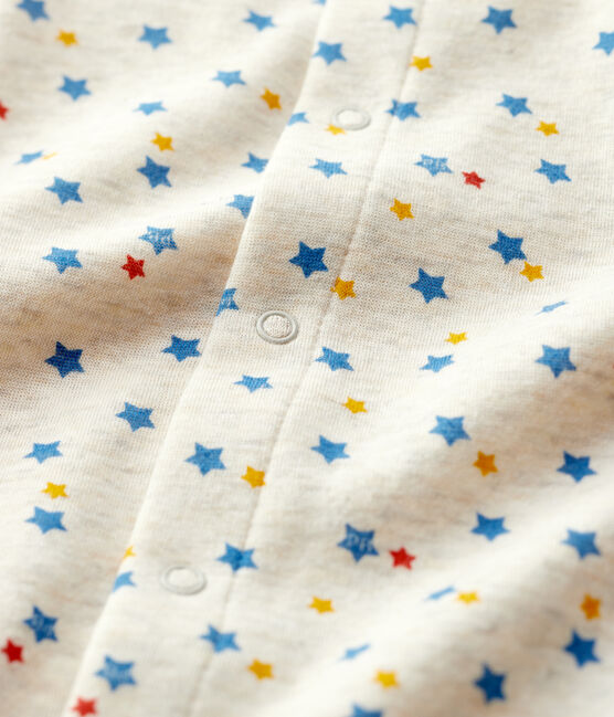 Tutina lunga a stelline multicolori bebè in lana e cotone biologico beige MONTELIMAR/bianco MULTICO
