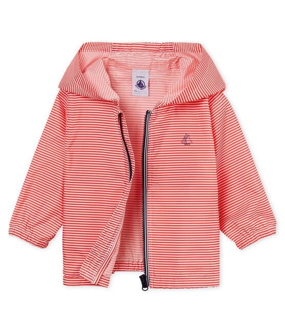 Giacca antivento rigata bebè unisex rosa GROSEILLER/bianco MARSHMALLOW