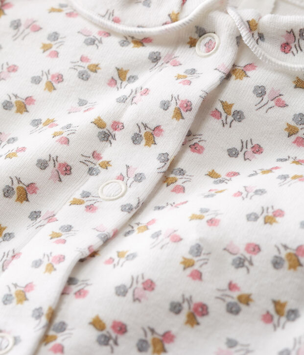 Body nascita manica lunga beb&egrave; femmina a costine bianco/rosa/multicolore