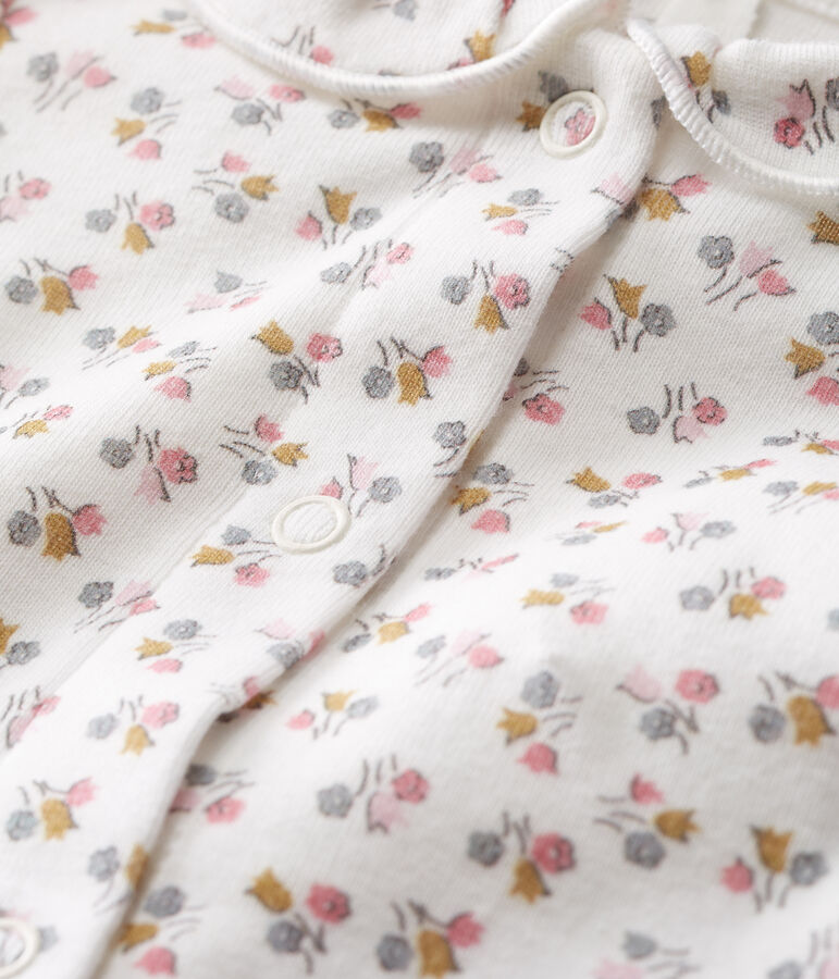 Body nascita manica lunga beb&egrave; femmina a costine bianco/rosa/multicolore