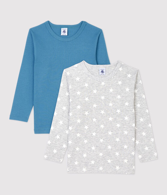Cofezione da 2 t-shirt bambino a maniche lunghe fantasia stellata in cotone variante 1